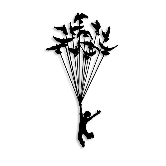 Wallity Flying Boy 3 Escultura de pared en metal negro Wallity Flying Boy 3 Escultura de pared en metal negro